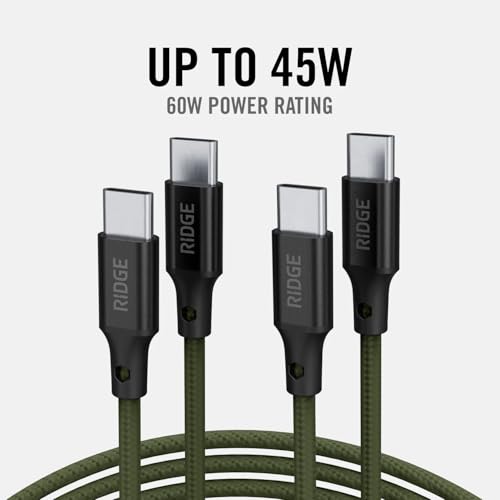 Ridge 45W Wall Charger Set, Dual USB-C Ports, Laptop-Grade Power with Complete Cable Kit Included - Matte Olive - color: Matte Olive