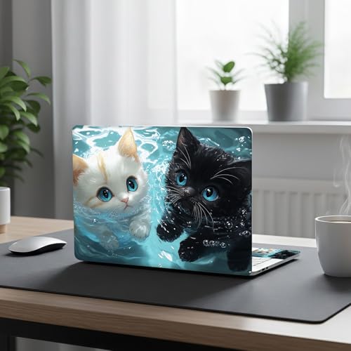 Aesthetic Laptop Skin Cover,12-15.6 Inch Universal Vinyl Sticker Decal,Waterproof Scratch-Resistant Notebook Wrap,Removable Residue-Free Protector,Cute Cats Swimming - color: Cute Cats Swimming