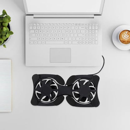 Kisangel Portable Foldable Laptop Cooler and USB Cooling Stand with Dual Fans for Notebook Computers, Black, Suitable for Gaming and Office Use