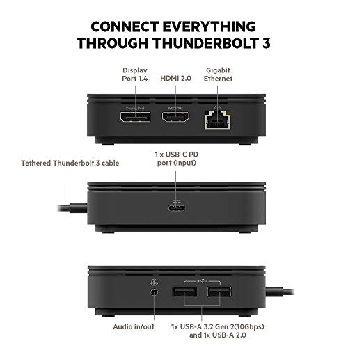 Belkin Thunderbolt 3 Dock Core With Thunderbolt 3 Cable - Usb C Hub - 7-In-1 Docking Station For Macs & Windows, 60W Upstream Charging, With Gigabit Ethernet, Displayport & Audio Ports | USB-C dock, dual display, laptop expansion hub, MacBook, home office