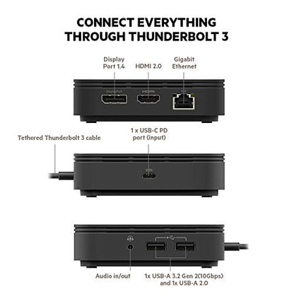 Belkin Thunderbolt 3 Dock Core With Thunderbolt 3 Cable - Usb C Hub - 7-In-1 Docking Station For Macs & Windows, 60W Upstream Charging, With Gigabit Ethernet, Displayport & Audio Ports | USB-C dock, dual display, laptop expansion hub, MacBook, home office