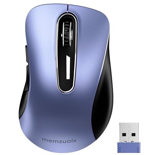 memzuoix 2.4G Wireless Mouse, 1400 DPI Mobile Optical Cordless Mouse with USB Receiver, Portable Computer Mice Wireless Mice for Laptop, PC, Desktop, MacBook, 5 Buttons (Navy Blue) - color: Navy Blue