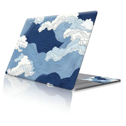 Reusable Universal Laptop Skin Sticker, Cut to Fit for 11.6–15.6 Inch Laptops, Waterproof Protective Film, No-Residue - Blue Wave - color: Blue Wave
