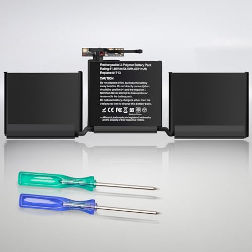 A1713 A1708 A2159 Laotop Battery for Mac Book Pro 13 Inch A1708(Mid2017,Late 2016) A2159 (2019) A2289 (2020) A2338 (2020,2022) EMC - size: A1713 13.25*5.51*0.984 in