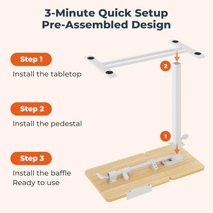 32''Large Pneumatic Overbed Tilting Bedside Table,Desk with Wheels | 31.6" x 15.7" Maple Double Flip Tabletop,Hospital Medical Bedside Table,Overbed Table with Wheels,Small Standing Desk - color: Maple, size: Large