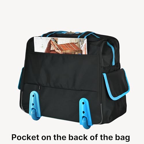 Olympia U.S.A. Deluxe Lightweight Rolling Overnighter Case Overnight Laptop Bag Weekender Travel Carry-On Suitcase Luggage with Wheels and Adjustable Push-Down Handle - color: Black/Blue