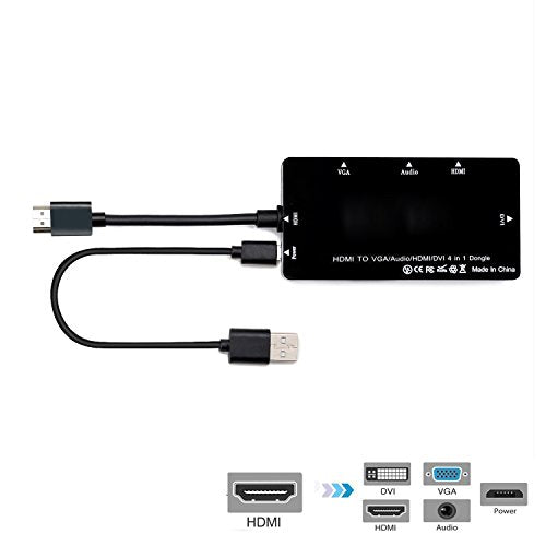 JSER CY HDMI to VGA Audio HDMI DVI Adapter Multiport Splitter Converter 4 in1 Dongle Compatible for PS3 HDTV PC Monitor Projector - style: HDMI to HDMI+VGA+DVI