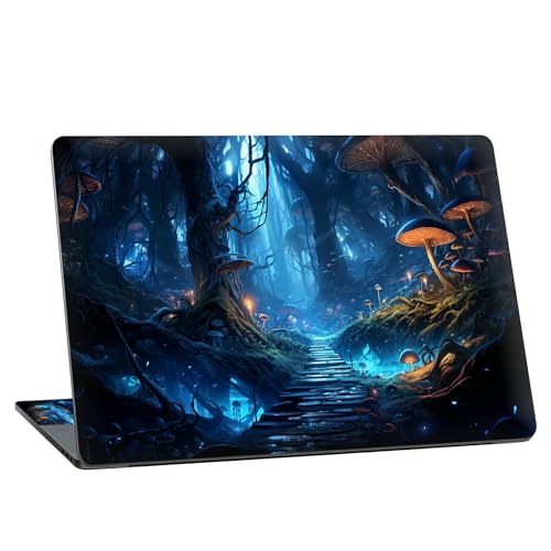 Universal Laptop Skin Sticker with 2 Wrist Pad Skins, Waterproof Scratch Resistant Vinyl Laptop Cover Decal, Cut to Fit for 11–15.6 Inch MacBook HP Dell Lenovo, Forest Mushroom - color: Forest Mushroom