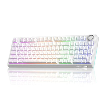 SOLAKAKA KI99 Pro 96% Wireless Mechanical Keyboard, RGB Gaming Keyboard, Hot-Swappable Pre-Lubed Switches, Gasket Structure Creamy Keyboards (Contour-Style White, Non-Silent Version) - color: Contour-Style White, size: Non-Silent Version