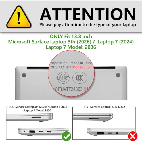 Fintie Case for 13.8 Inch Surface Laptop 8 2026 / Surface Laptop 7 2024 | Hard Shell, Slim Fit, Crystal Clear - color: Crystal Clear