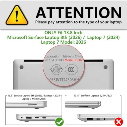 Fintie Case for 13.8 Inch Surface Laptop 8 2026 / Surface Laptop 7 2024 | Hard Shell, Slim Fit, Crystal Clear - color: Crystal Clear