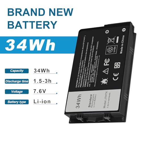 34Wh J7HTX Laptop Battery Replacement for Dell Latitude 7202 7212 7220 Rugged Extreme Tablet T03H T03H002 T03H T03H003 Series 02JT7D 2JT7D J82G5 FH8RW 0FH8RW DRPTJ VW5Y4 451-BBOR 451-BCCO 7XNTR - size: 4.09x2.48x0.59inch J7HTX