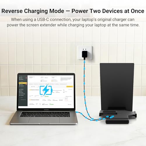 Laptop Screen Extender 14.1" 1080P, Dual Screen Monitor for Laptop 13-17.3" | Plug & Play FHD IPS Portable Monitor Extender with USB-C/HDMI,Travel Monitor for Work, Home Office Mac/Windows/Chrome/Android