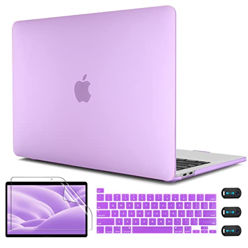 CISSOOK Case for MacBook Pro 13 Inch 2020-2025 Release M1 M2 | 4in1 Set Laptop Hard Shell Cover for MacBook Pro 13" A2251 A2289 A2338 Keyboard Cover and Screen Protector, Matte Purple - color: Matte Purple