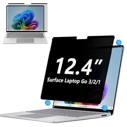 Megoo Privacy Screen Protector for Surface Laptop Go 3/2/1 12.4 Inch, Anti-Spy, Anti-Glare, Blue Light & UV Blocking, Magnetic Nano Technology, Removable Design - size: Laptop Go 3-2-1 12.4"