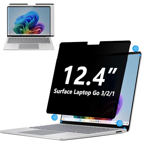 Megoo Privacy Screen Protector for Surface Laptop Go 3/2/1 12.4 Inch, Anti-Spy, Anti-Glare, Blue Light & UV Blocking, Magnetic Nano Technology, Removable Design - size: Laptop Go 3-2-1 12.4"