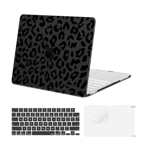 MOSISO Leopard Grain Hard Case Compatible with MacBook Neo 13 inch 2026 Release Model A3404, 3 in 1 Crack-Resistant Protective Hard Shell Case&Keyboard Cover&Screen Protector, Black - color: Black