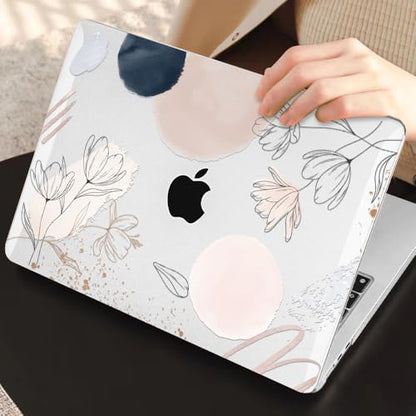 Compatible with MacBook Air 13 inch Case M5 2026 2025-2022 M4 M3 M2 Chip Model A3449 A3240 A3113 A2681, for Mac Air 13.6 inch M5 Hard Shell&Keyboard Cover&Screen Film, Abstract Line Floral - color: Abstract Line Floral