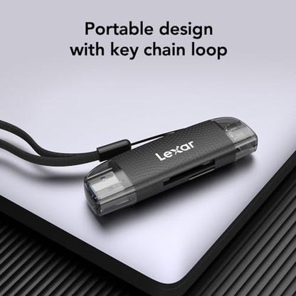 Lexar Dual-Slot SD/Micro SD Card Reader, Up to 205MB/s, USB-A/C, USB 3.2 | Dual USB-C & USB-A Connectors, Simultaneous Transfer, Compatible w/ PC, Laptop, Tablet, Smartphone, Portable, LRW310X-BNBNG - style: MicroSD / SD Dual-Slot USB-A/C