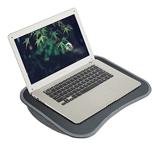 13in Portable Laptop Lap Desk | Carbon Fiber Surface, Soft Pillow Cushion, Lightweight, for Home Office Use, Dark Gray