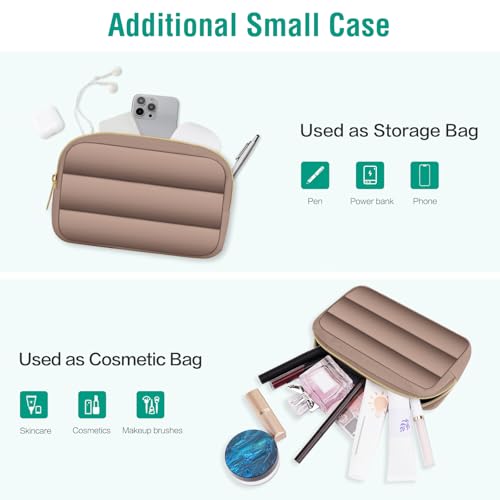 MOSISO Laptop Case 17.3 inch, 17-17.3 inch Puffy Laptop Sleeve Compatible with Dell XPS/HP Pavilion/Ideapad/Acer/Alienware/HP Omen Notebook Computer, Polyester Horizontal Bag with Small Case, Brown - color: Brown, size: 17.3 inch