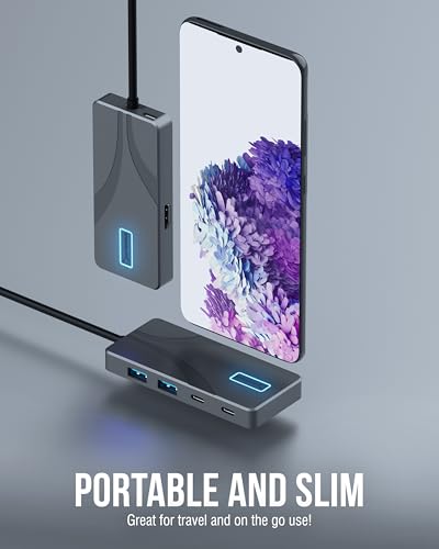SABRENT USB C Hub 5-in-1, 10Gbps USB-A & USB-C Ports, Single 4K@60Hz HDMI, 100W PD Input, 80W Laptop Charging, Compact Aluminum Docking Station for MacBook, iPad, Laptops & Tablets (HB-TG5P) - color: Matte Black