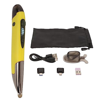Yinhing Pen Rechargeable Portable Optical Mode for PC Laptop Luminous Silent Handheld Small Design (Yellow) - color: Yellow