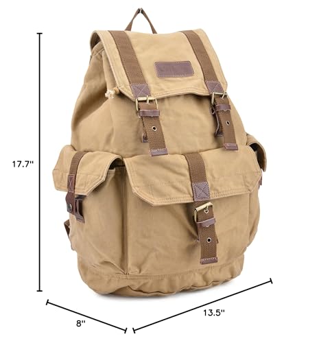 GOOTIUM 21101KA Specially High Density Thick Canvas Backpack Rucksack,Khaki - color: Khaki, size: Large