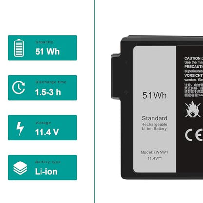 7WNW1 GK3D3 Laptop Battery Compatible with Dell Latitude 5424 5420 Rugged 7424 Extreme P85G P86G P137G P137G001 P137G002 P85G001 P86G001 Series DMF8C 0DMF8C 6NNCF DP3KF DMF0C 07WNW1 0GK3D3 451-BCHV - size: 4.84*3.43*0.63inch