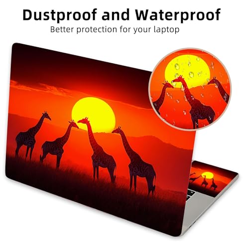 Aesthetic Laptop Skin Cover,12-15.6 Inch Universal Vinyl Sticker Decal,Waterproof Scratch-Resistant Notebook Wrap,Removable Residue-Free Protector,Giraffe Sunset Safari - color: Giraffe Sunset Safari