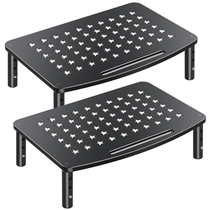 Zimilar 2 Pack Monitor Stands, 3 Height Adjustable Riser for Laptop, Printer, iMac, PC, Premium Metal Stand for 2 Monitors