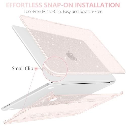 Batianda StarryMist Case for MacBook Neo 13 Inch 2026, Starry Pink | 4-in-1 Bundle Subtle Glitter Mist Finish, Slim Lightweight Shell, Everyday Protection for MacBook Neo 13 Inch Model A3404 - color: Glitter‌ Starlight
