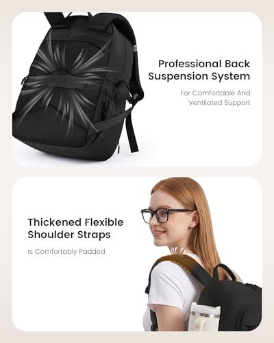 LOVEVOOK Laptop Backpack, 15.6" Carry On Airline Approved, Personal Item Bag Meets FAA Size, Trolley Sleeve Slides Over Suitcase, Waterproof Daypack for Travel College with Mini Pouch - color: Light Purple - Black, size: 15.6 Inch