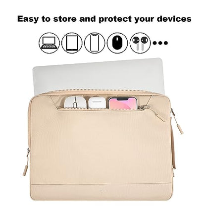LANDICI 15.6 Inch Protective Laptop Sleeve with Handle, Apricot | Slim water-resistant case with reinforced 360-degree padding protects MacBook, Surface, Chromebook and other laptops - color: Apricot, size: 15.6-16 Inch