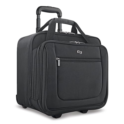 Solo New York Rolling Case with Wheels - Roller Laptop Bag, Wheeled Briefcase for Women & Men, Carry On Size for Travel, Fits 17.3" Computer - Bryant, Black - color: Black
