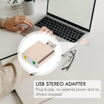 USB External Sound Card Adapter with Headphone Microphone Jack Plug and Play USB to Audio Converter for Laptop Desktop Multi-Channel Stereo Sound Card for Audio and Random Color