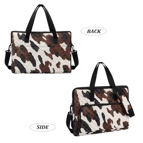 Laptop Sleeve, Laptop Cover with Adjustable Strap Computer Bag Tablet Notebook Sleeves Handbag Messenger Briefcase - color: Brown Cow