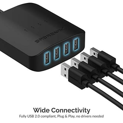 SABRENT USB 2.0 Sharing Switch up to 4 Computers and Peripherals LED Device Indicators (USB-USS4) - size: 4-Port Switch