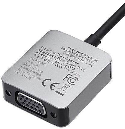 Amazon Basics USB-C to VGA Adapter, Aluminum Shell, Thunderbolt 3 Compatible, Plug-n-Play, 1080P, Gray, 1.65 x 1.38 x 0.63in - size: 1.65*1.38*0.63in