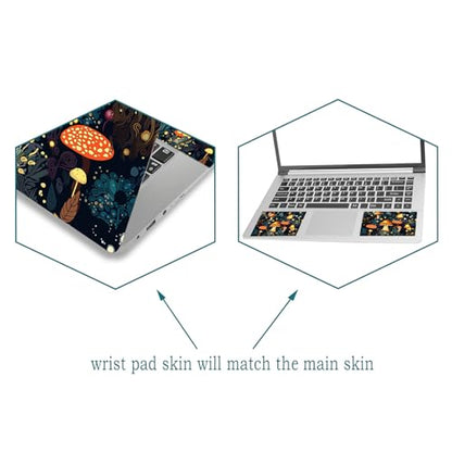 Laptop Skin Sticker Decal Cover, 11.6”12" 13" 13.3" 14" 15" 15.4" 15.6" Laptop Netbook Skin Sticker Cover Art Notebook Protector (2 Wrist Pad Included), Removable Reusable, Cute Fantasy Mushroom - color: Cute Fantasy Mushroom