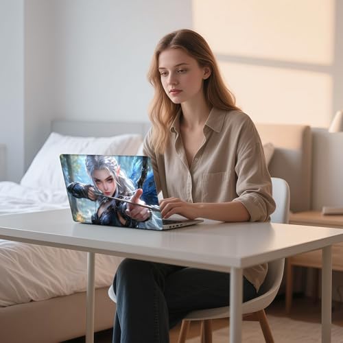 Aesthetic Laptop Skin Sticker, Silver Haired Elf Archer in Forest Waterproof Vinyl Laptop Decal, Removable Bubble Free, Reusable Protective Cover for 13 14 15 15.6 Inch - color: Silver Haired Elf Archer in Forest