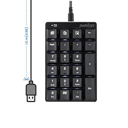 Perixx PERIPAD-303B, Backlit Mechanical Numeric Keypad - USB - Office Shortcut Keys - Full Size 22 Keys - Kailh Brown Switch Keys