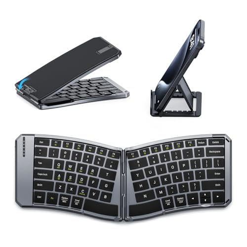 MoKo Ergonomic Foldable Keyboard, Split Portable Folding Bluetooth Keyboard | Ultra Slim for Business Travel, Rechargeable Wireless Keyboard, for iOS/Android/Windows Tablet PC Smartphone