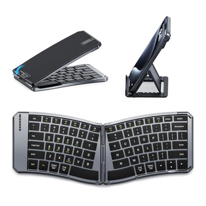 MoKo Ergonomic Foldable Keyboard, Split Portable Folding Bluetooth Keyboard | Ultra Slim for Business Travel, Rechargeable Wireless Keyboard, for iOS/Android/Windows Tablet PC Smartphone