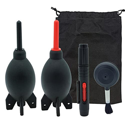 Lens Cleaning Kit Contains Rubber Rocket Air Blower Duster & Cleaning Pen | Equipped with air blowers and double-ended cleaning pen, removes dust & smudges for lenses, telescopes and digital screens