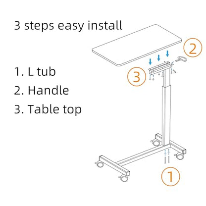 Overbed Table with Wheels Adjustable Height, Heavy Duty Hospital Table Over Bed for Home Use 70 Pounds Capacity - color: Beech Color