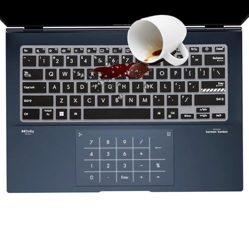 Keyboard Cover Skin for ASUS ZenBook 14X OLED UX3404 UX3405, ZenBook 14 Q425 Q415 Q410VA Q420 Q420VA, ZenBook Flip 14 OLED UP3404, ZenBook Pro UX6404 14 inch Laptop US Layout (Black) - color: Black