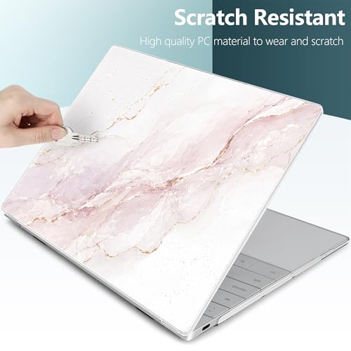 Batianda Blush Pink Marble Case for Dell XPS 13 Laptop 2024 2025 | Fits Model Number 9340/9345/9350 13.4" Display, Slim Hard Shell, Lightweight Scratch-Resistant with Professional Protection - color: Blush Pink Marble