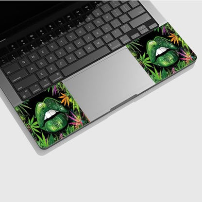 Universal Laptop Skin Sticker with 2 Wrist Pad Skins, Waterproof Scratch Resistant Vinyl Laptop Cover Decal, Cut to Fit for 11–15.6 Inch MacBook HP Dell Lenovo, Green Lip Weeds - color: Green Lip Weeds