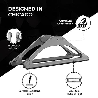 HumanCentric Vertical Laptop Stand for Desks in Space Grey, Upright Adjustable Holder to Dock Apple MacBook Stand, and Other Laptops to Organize Work & Home Office, Automatic Grip - color: Space Gray